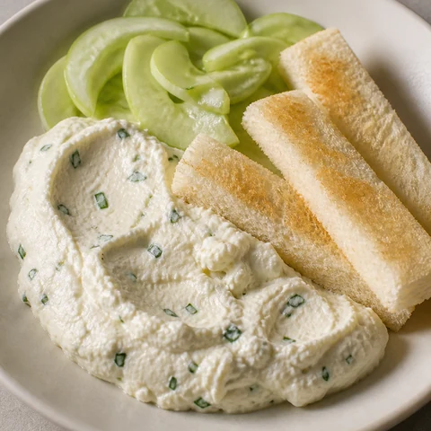 Whipped White Fish and Ricotta Pâté with Soft Toast. White fish poached in water and whipped with ricotta, yoghurt and lemon into a smooth cold pâté, with buttered toast fingers and peeled cucumber alongside.