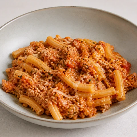 Turkey and Vegetable Pasta. Turkey mince and finely chopped vegetables simmered into a light tomato sauce over pasta. Leaner than a beef ragu and quicker.